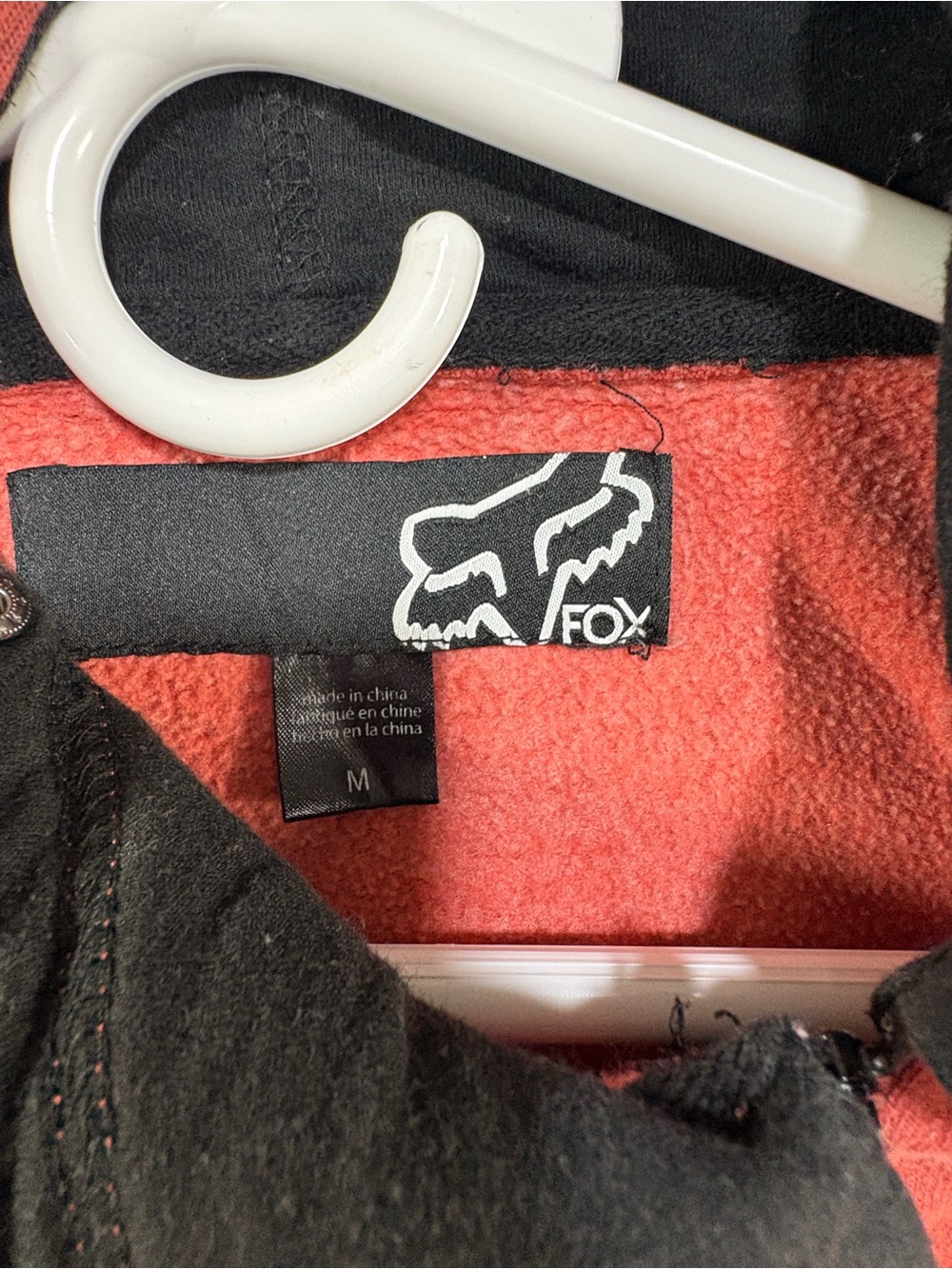 Fox Coral and Black Hooded Jacket with Asymmetrical Zip - Picture 2 of 6